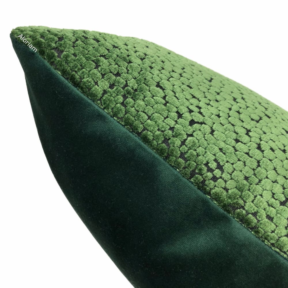 Ascott Forest Green Abstract Cut Velvet Dots Pillow Cover - Aloriam