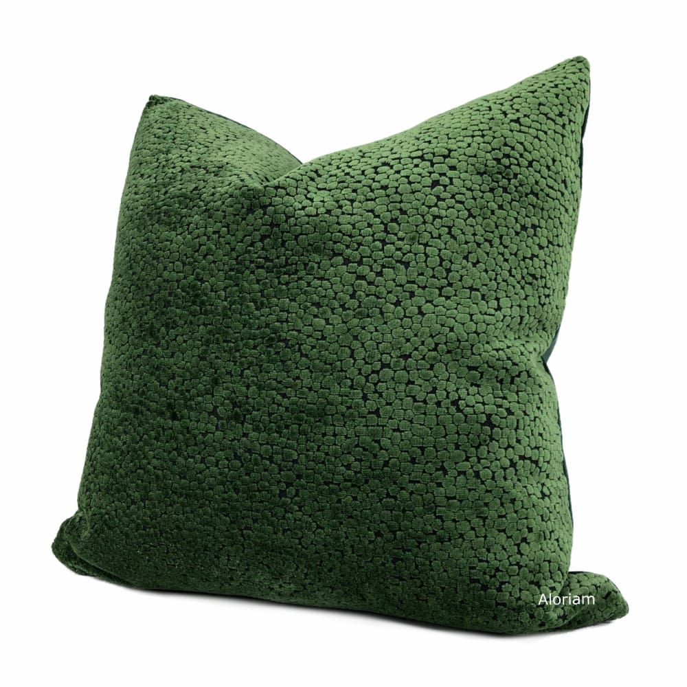 Ascott Forest Green Abstract Cut Velvet Dots Pillow Cover - Aloriam