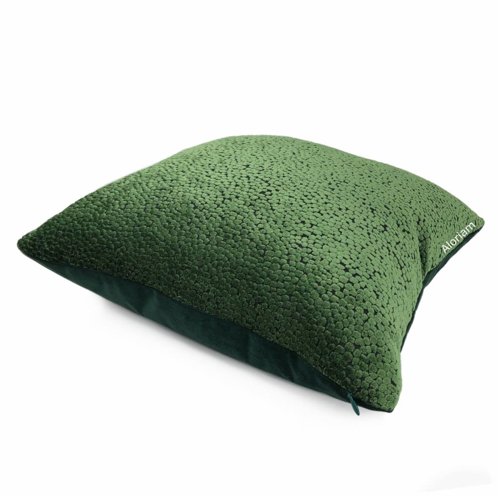 Ascott Forest Green Abstract Cut Velvet Dots Pillow Cover - Aloriam