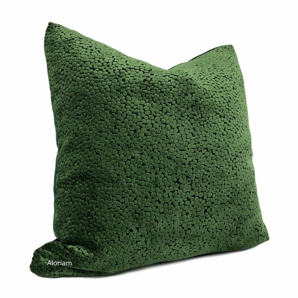 Ascott Forest Green Abstract Cut Velvet Dots Pillow Cover - Aloriam