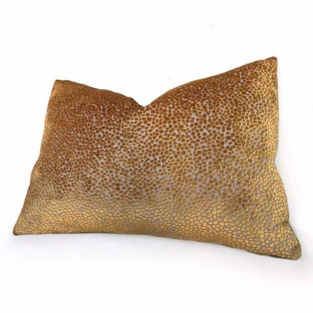 Ascott Harvest Gold Abstract Cut Velvet Dots Pillow Cover Cushion Pillow Case Euro Sham 16x16 18x18 20x20 22x22 24x24 26x26 28x28 Lumbar Pillow 12x18 12x20 12x24 14x20 16x26 by Aloriam