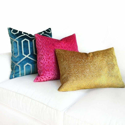 Ascott Harvest Gold Abstract Cut Velvet Dots Pillow Cover Cushion Pillow Case Euro Sham 16x16 18x18 20x20 22x22 24x24 26x26 28x28 Lumbar Pillow 12x18 12x20 12x24 14x20 16x26 by Aloriam