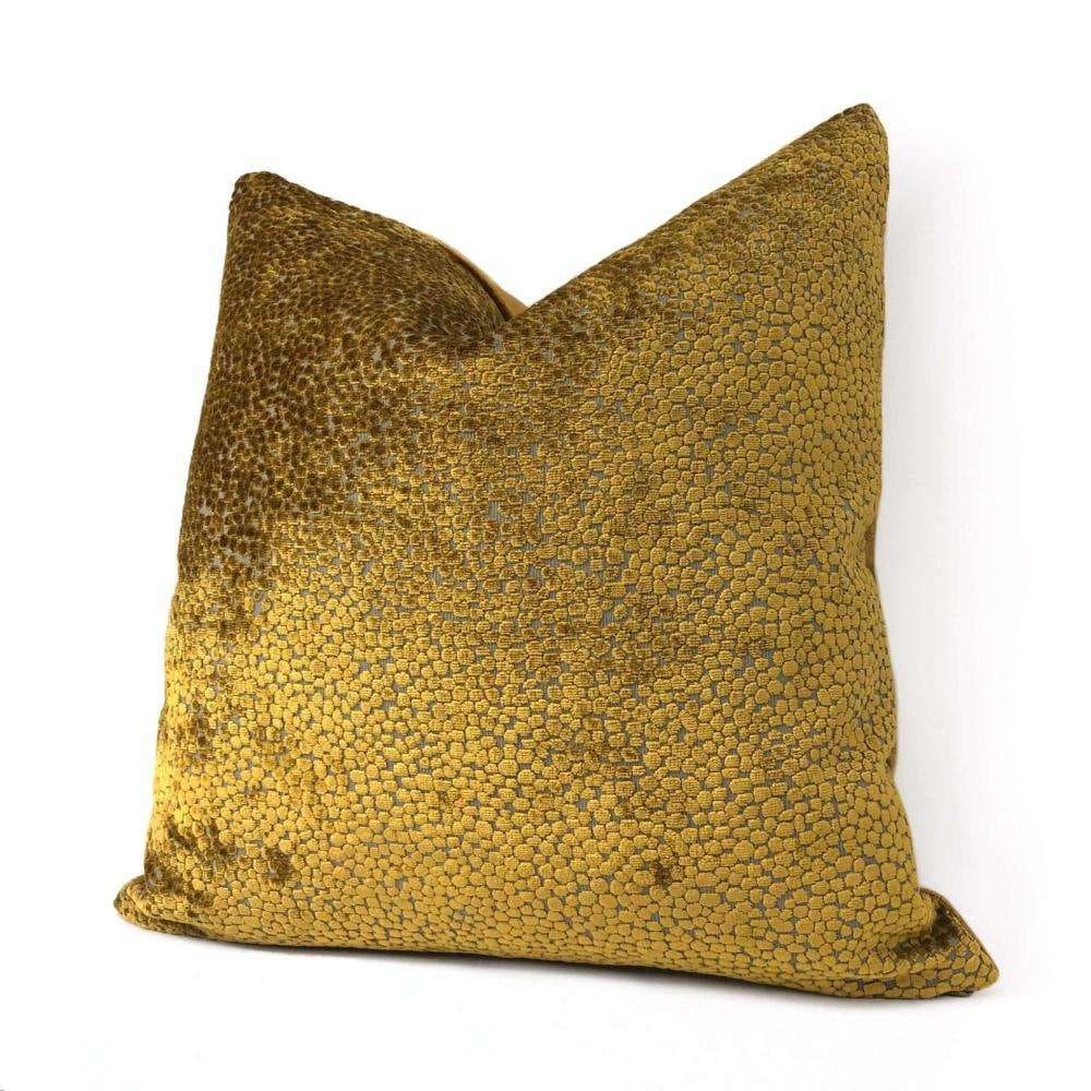 Ascott Harvest Gold Abstract Cut Velvet Dots Pillow Cover Cushion Pillow Case Euro Sham 16x16 18x18 20x20 22x22 24x24 26x26 28x28 Lumbar Pillow 12x18 12x20 12x24 14x20 16x26 by Aloriam