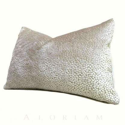 Designer Abstract Cut Velvet Dots Natural Cream Velvet Pillow Cover