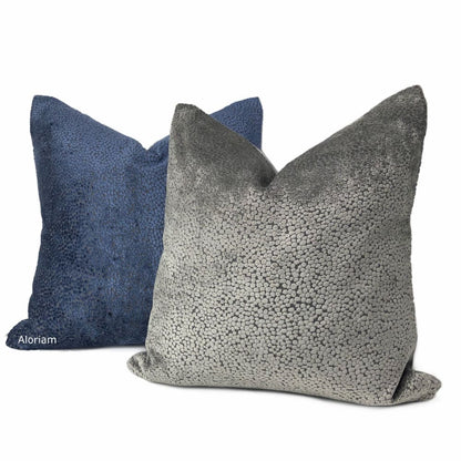 Ascott Navy Blue Abstract Cut Velvet Dots Pillow Cover - Aloriam