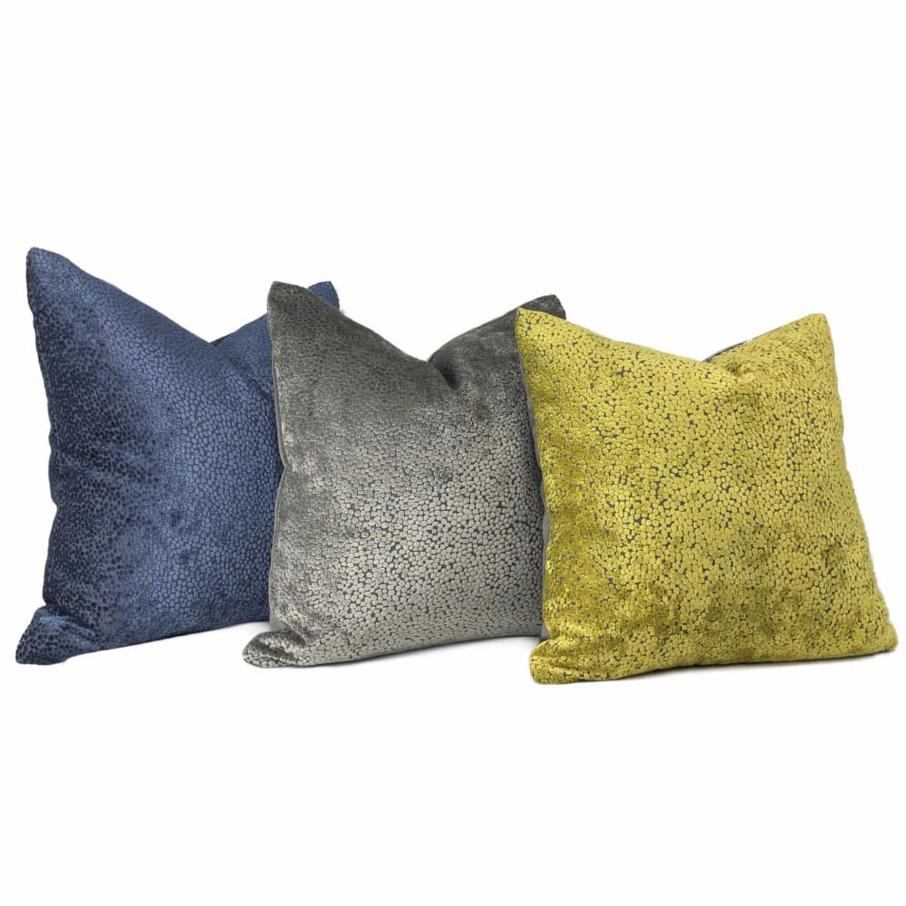 Ascott Navy Blue Abstract Cut Velvet Dots Pillow Cover - Aloriam