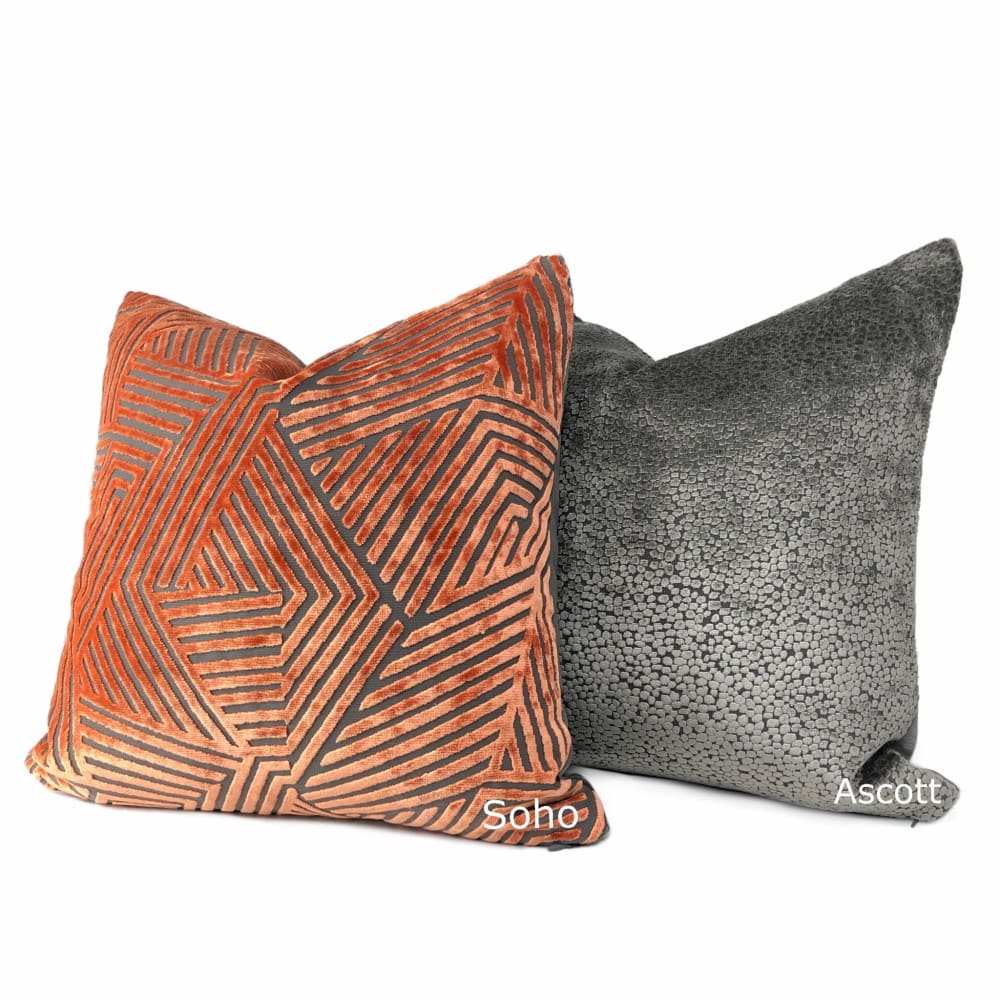 Ascott Pewter Gray Abstract Cut Velvet Dots Pillow Cover - Aloriam