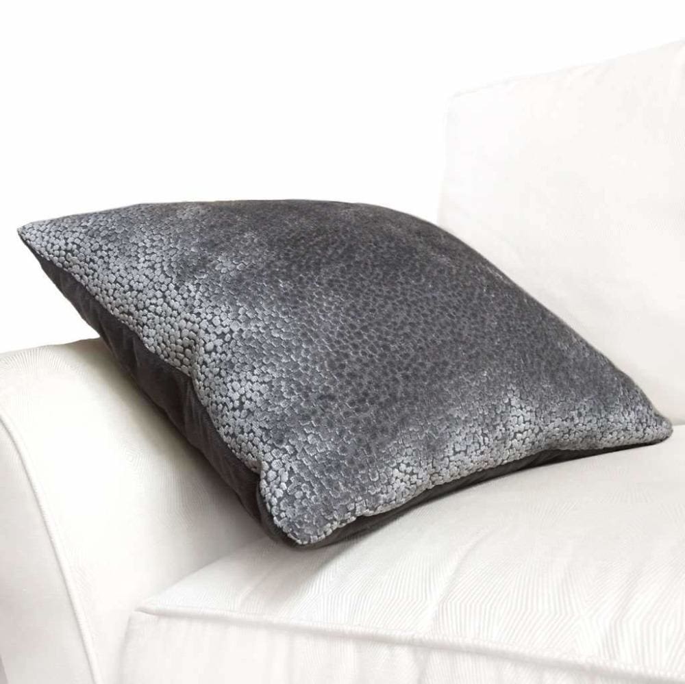 Pewter Gray Abstract Cut Velvet Dots Cushion Cover