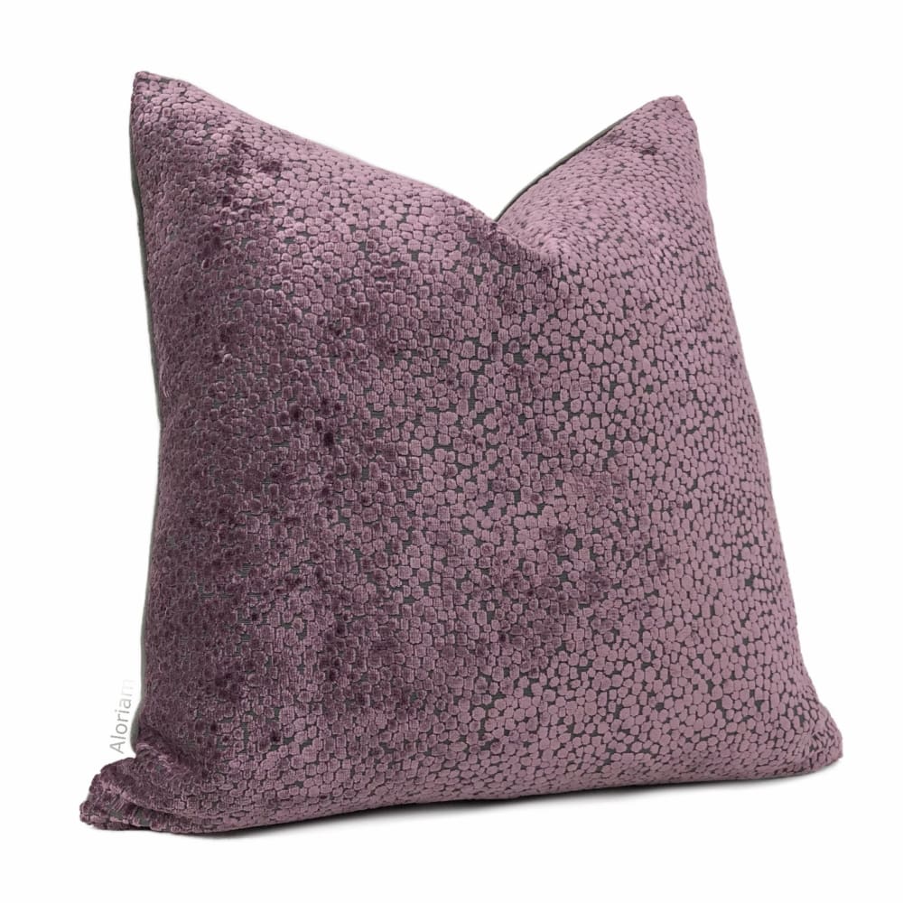 Ascott Plum Purple Abstract Cut Velvet Dots Pillow Cover - Aloriam