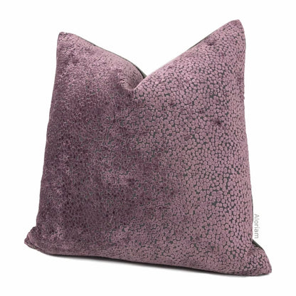 Ascott Plum Purple Abstract Cut Velvet Dots Pillow Cover - Aloriam