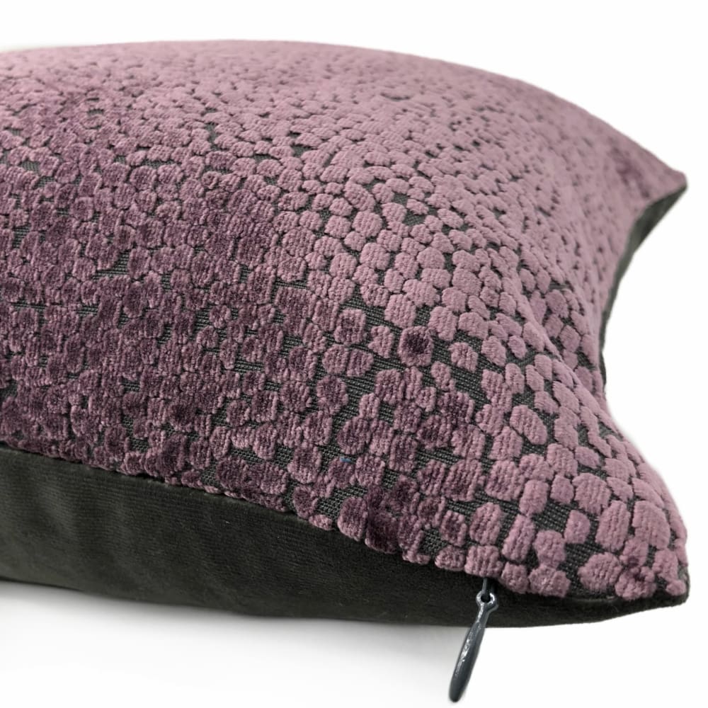 Ascott Plum Purple Abstract Cut Velvet Dots Pillow Cover - Aloriam