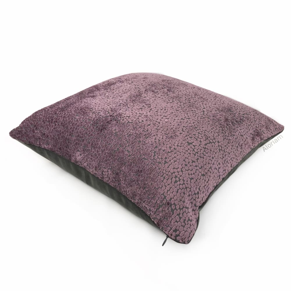 Ascott Plum Purple Abstract Cut Velvet Dots Pillow Cover - Aloriam