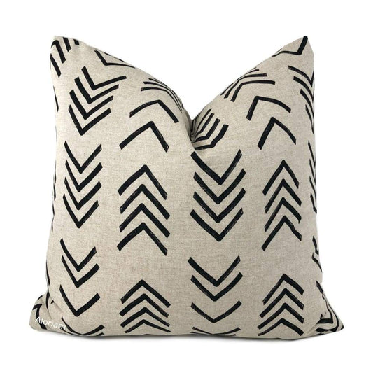 Aswan Black Beige Tribal Arrow Print Pillow Cover - Aloriam