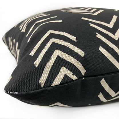 Aswan II Black Beige Tribal Arrow Print Pillow Cover - Aloriam