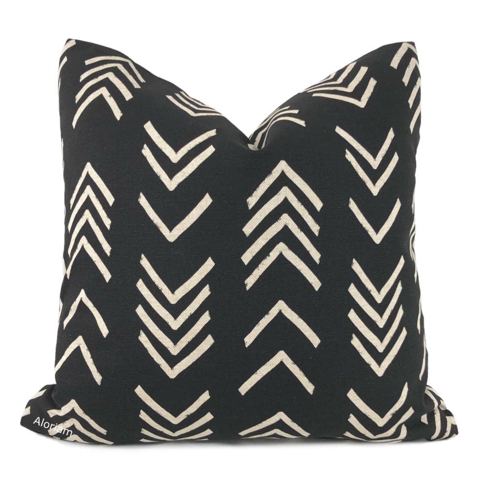 Aswan II Black Beige Tribal Arrow Print Pillow Cover - Aloriam