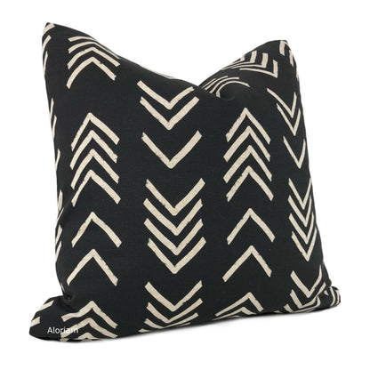 Aswan II Black Beige Tribal Arrow Print Pillow Cover - Aloriam