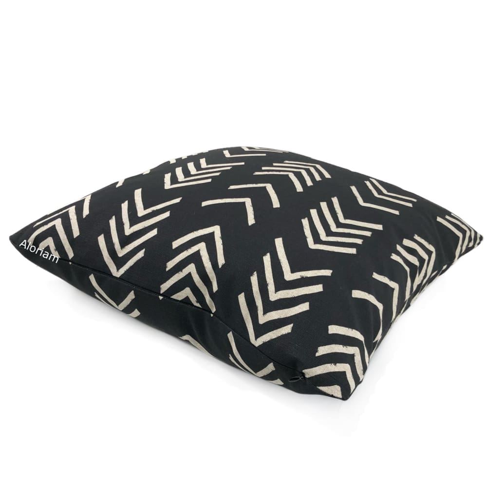 Aswan II Black Beige Tribal Arrow Print Pillow Cover - Aloriam