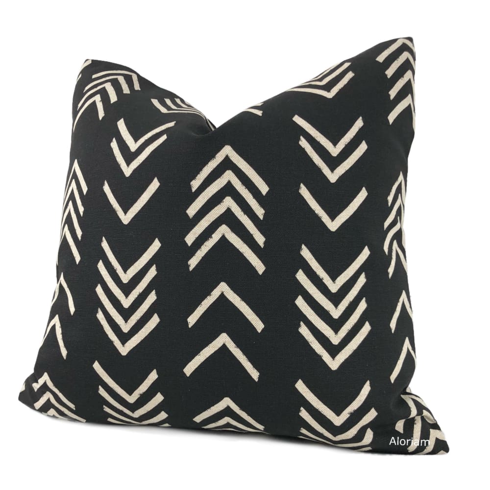 Aswan II Black Beige Tribal Arrow Print Pillow Cover - Aloriam