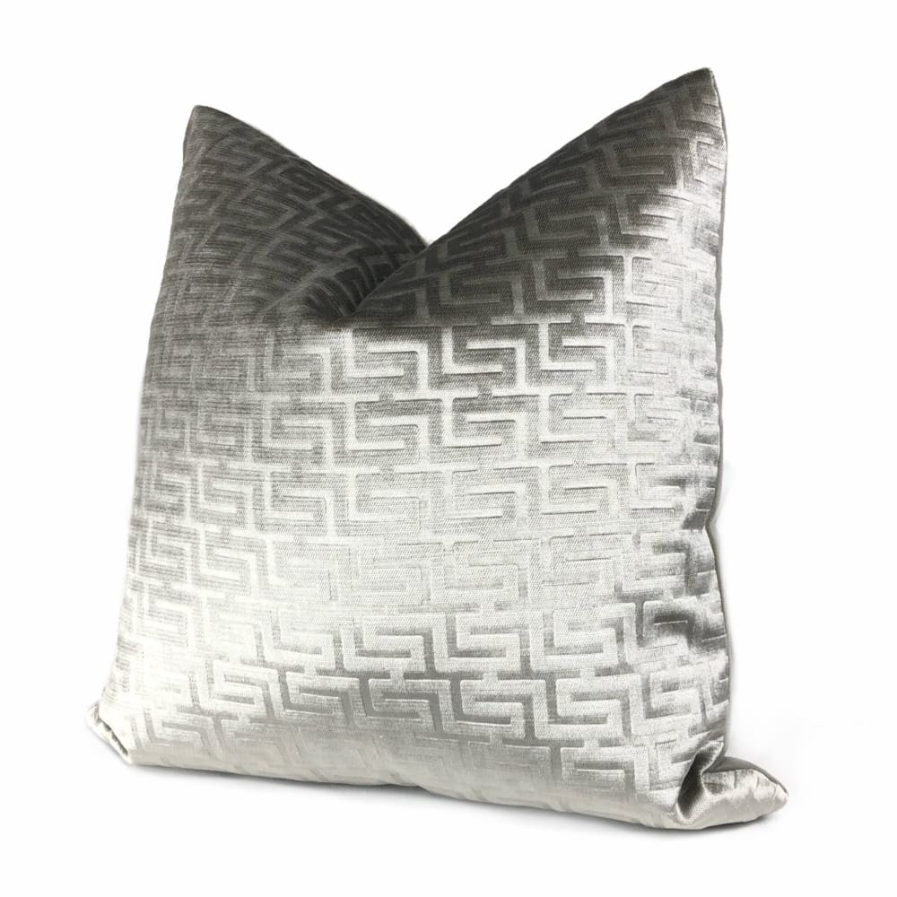 Athena Gray Stone Greek Key Velvet Pillow Cover - Aloriam