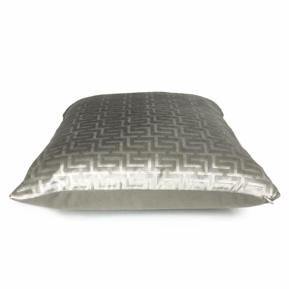 Athena Gray Stone Greek Key Velvet Pillow Cover - Aloriam