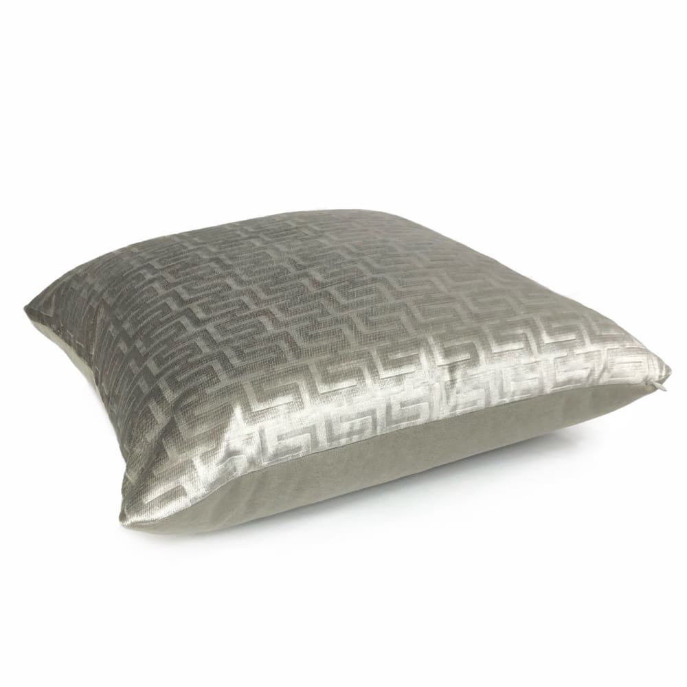 Athena Gray Stone Greek Key Velvet Pillow Cover - Aloriam