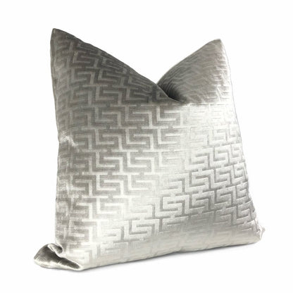 Athena Gray Stone Greek Key Velvet Pillow Cover - Aloriam