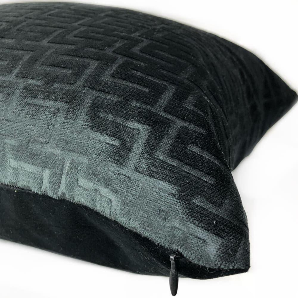 Athena Onyx Greek Key Velvet Pillow Cover - Aloriam