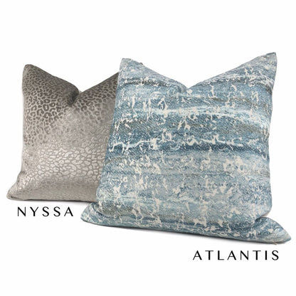 Atlantis Watery Blues Abstract Texture Pillow Cover - Aloriam