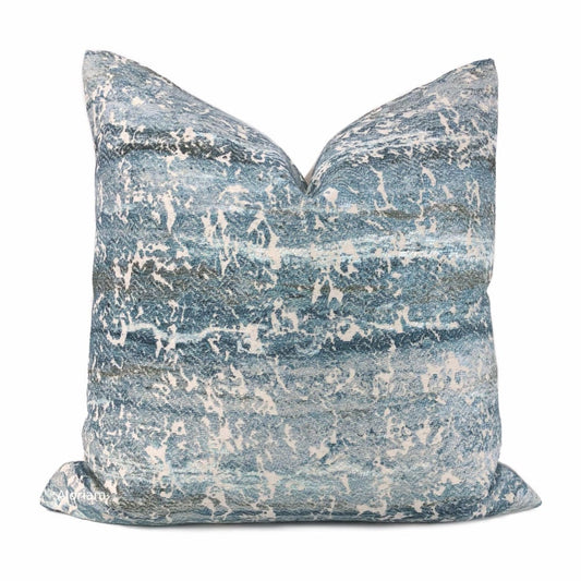 Atlantis Watery Blues Abstract Texture Pillow Cover - Aloriam