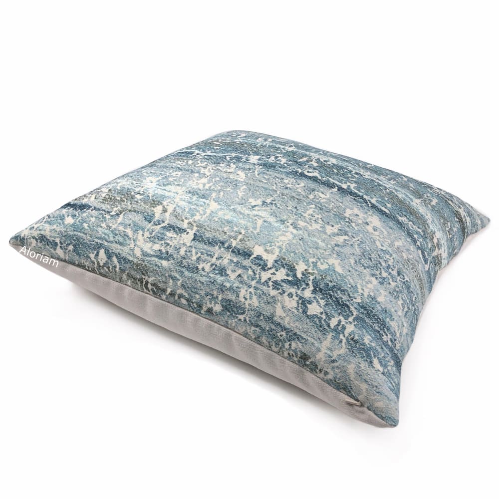 Atlantis Watery Blues Abstract Texture Pillow Cover - Aloriam