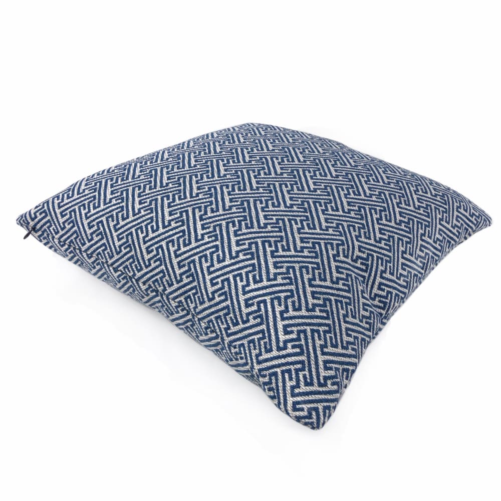 Atlas Navy Blue Greek Key Geometric Pillow Cover - Aloriam