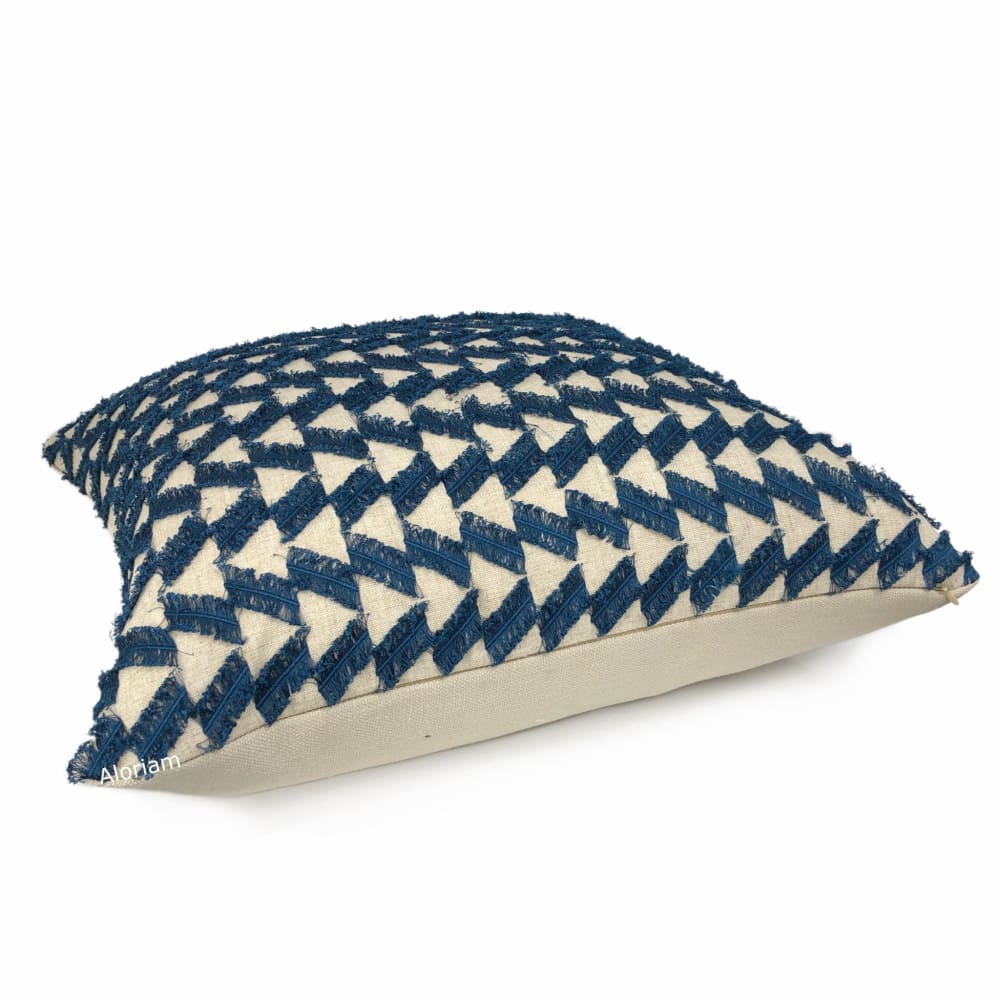 Atwood Blue Fringe Texture Pillow Cover - Aloriam