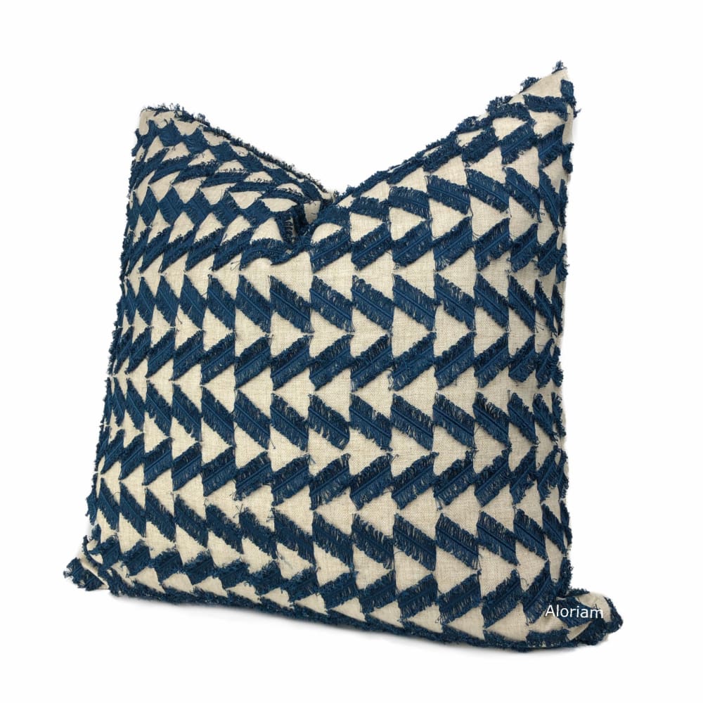 Atwood Blue Fringe Texture Pillow Cover - Aloriam