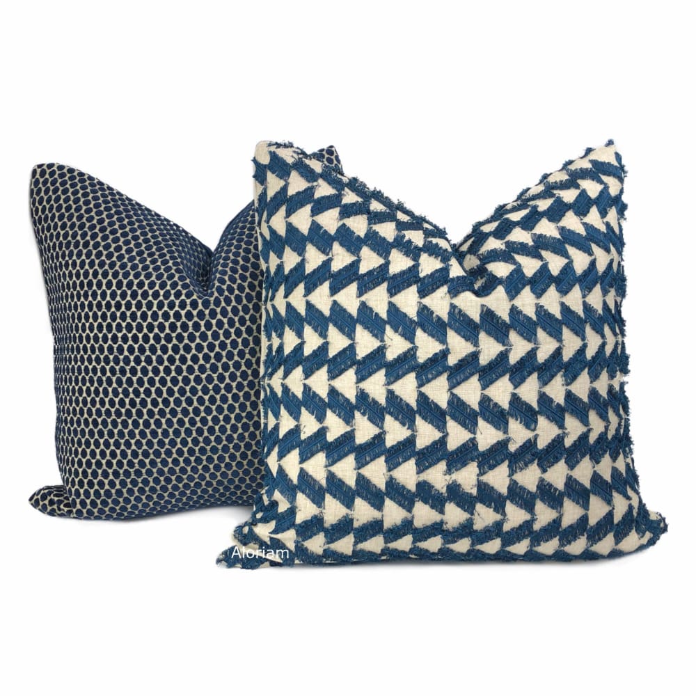 Atwood Blue Fringe Texture Pillow Cover - Aloriam