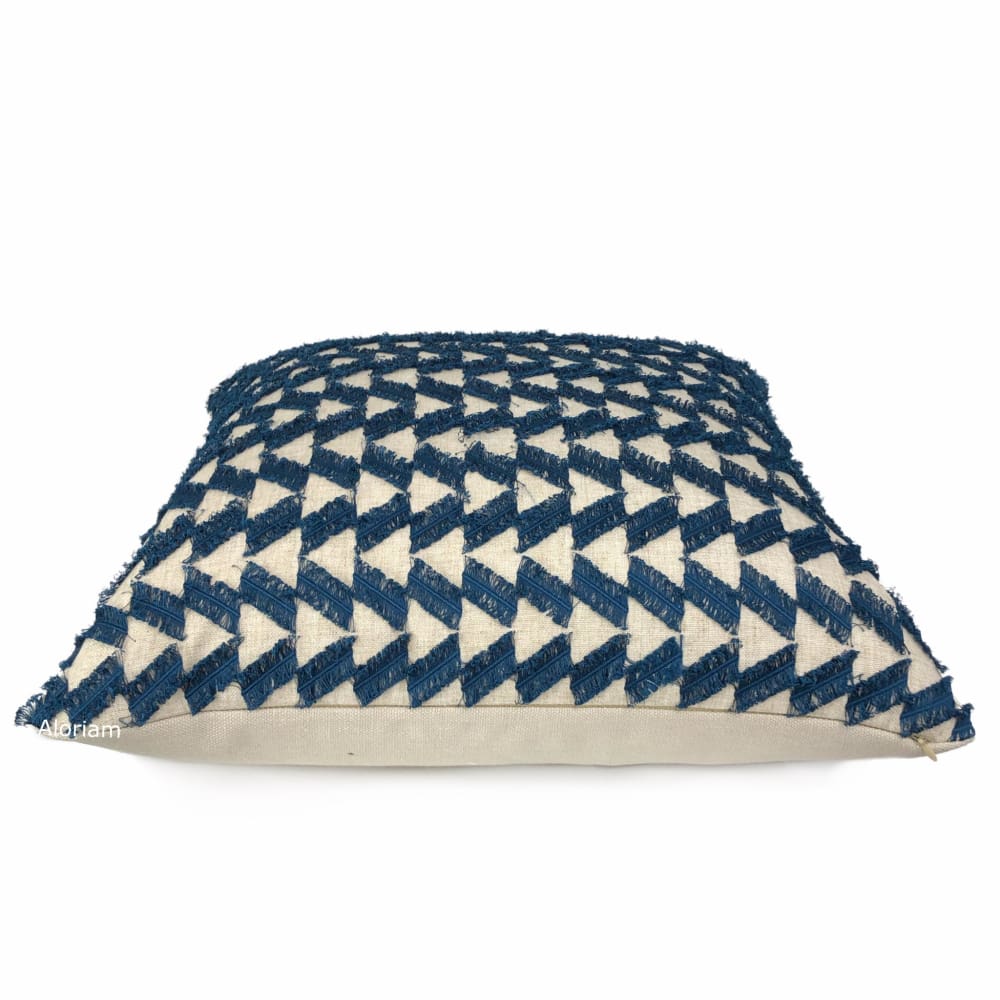 Atwood Blue Fringe Texture Pillow Cover - Aloriam