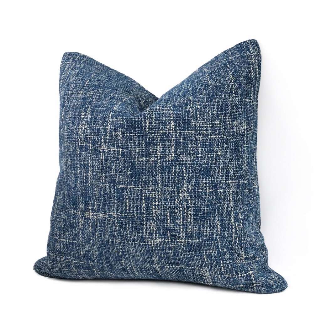 Bailey Ocean Blue Tweed Textured Pillow Cover Cushion Pillow Case Euro Sham 16x16 18x18 20x20 22x22 24x24 26x26 28x28 Lumbar Pillow 12x18 12x20 12x24 14x20 16x26 by Aloriam