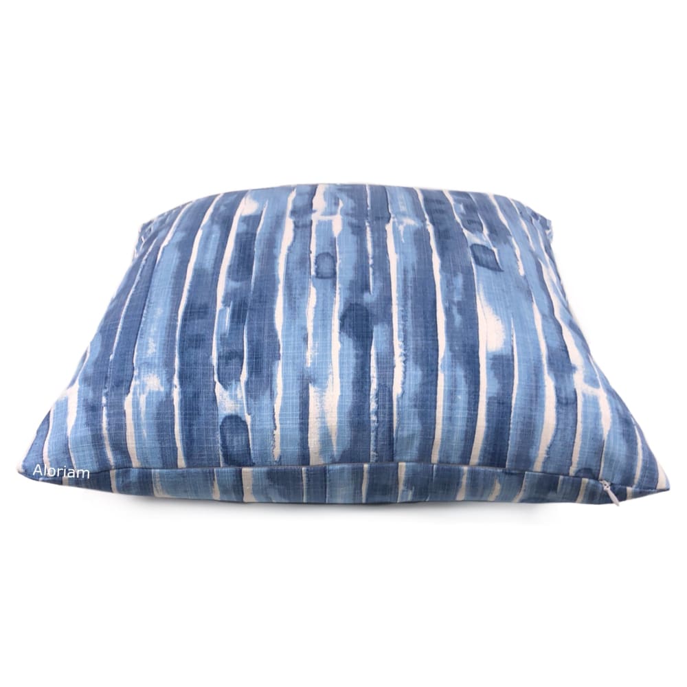 Balin White Blue Brush Stripes Pillow Cover - Aloriam