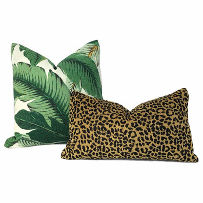 Banana Leaf Tropical Palm Leaves Green Linen Print Pillow Cover - Aloriam