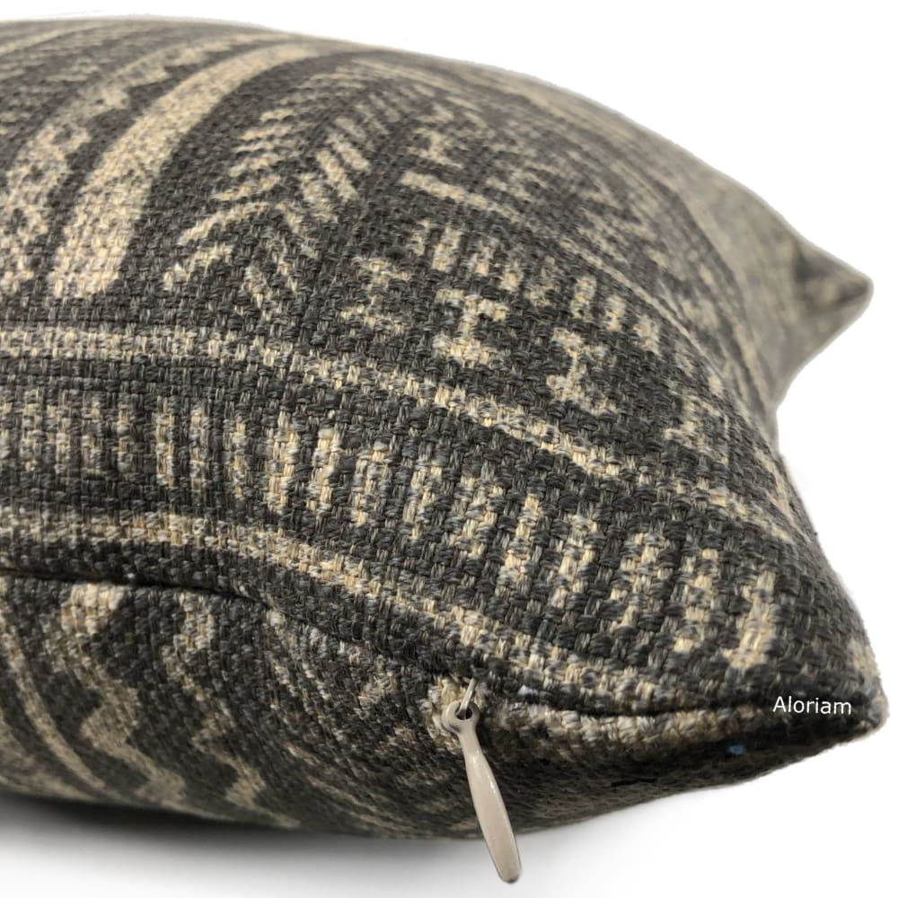 Banba African Ethnic Onyx Tan Mudcloth Print Pillow Cover - Aloriam