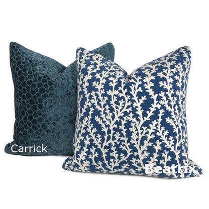 Beatrix Blue White Floral Vine Pillow Cover - Aloriam