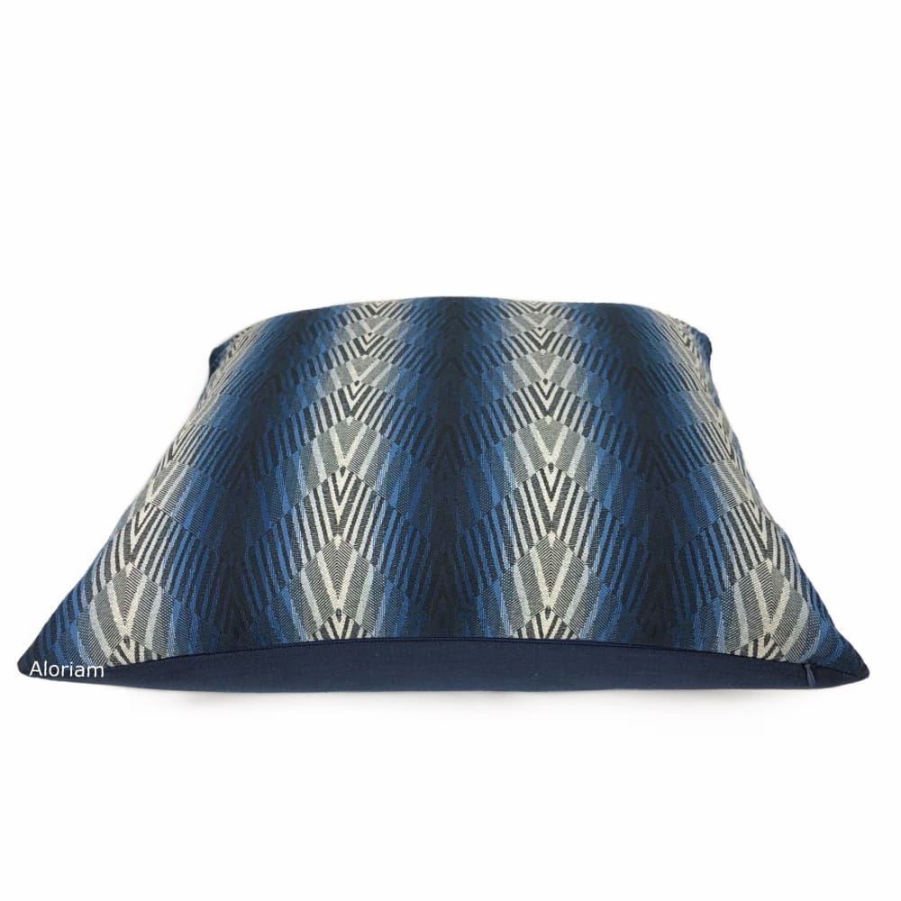 Beekman Blue Art Deco Chevron Stripe Pillow Cover - Aloriam