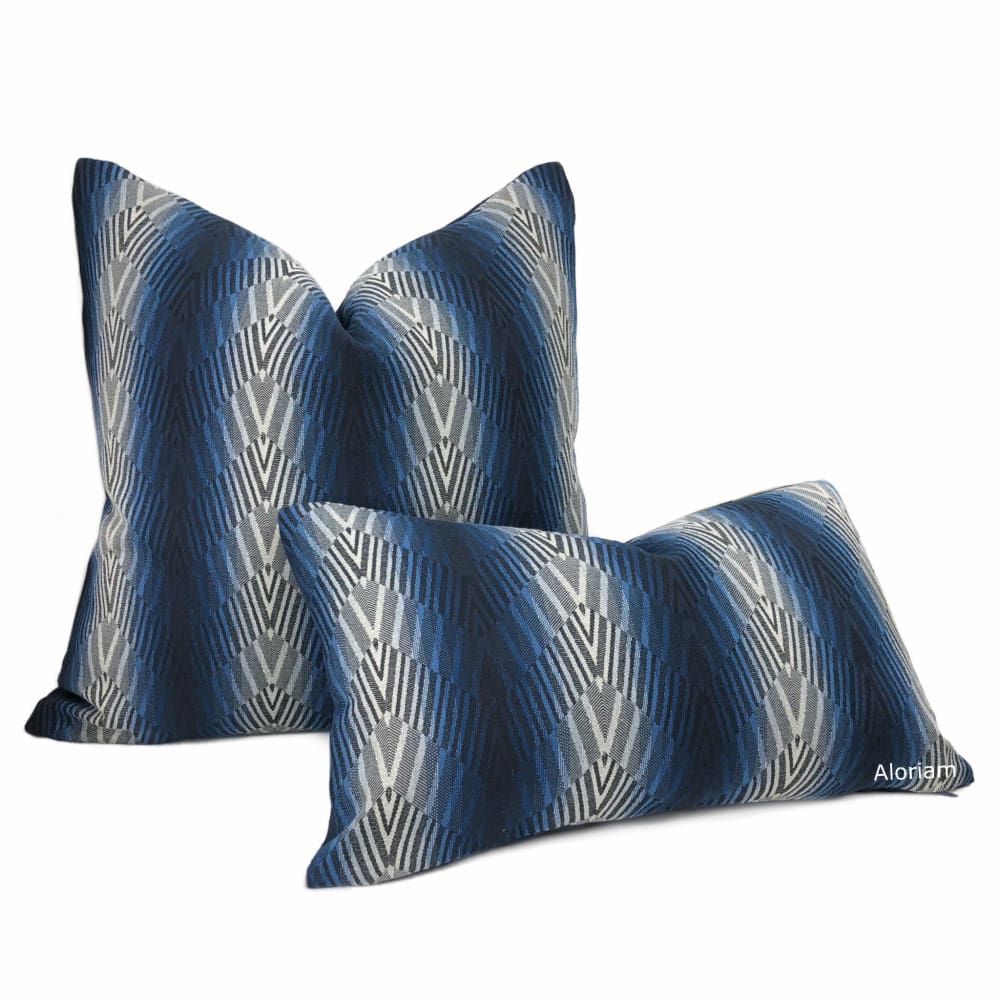 Beekman Blue Art Deco Chevron Stripe Pillow Cover - Aloriam