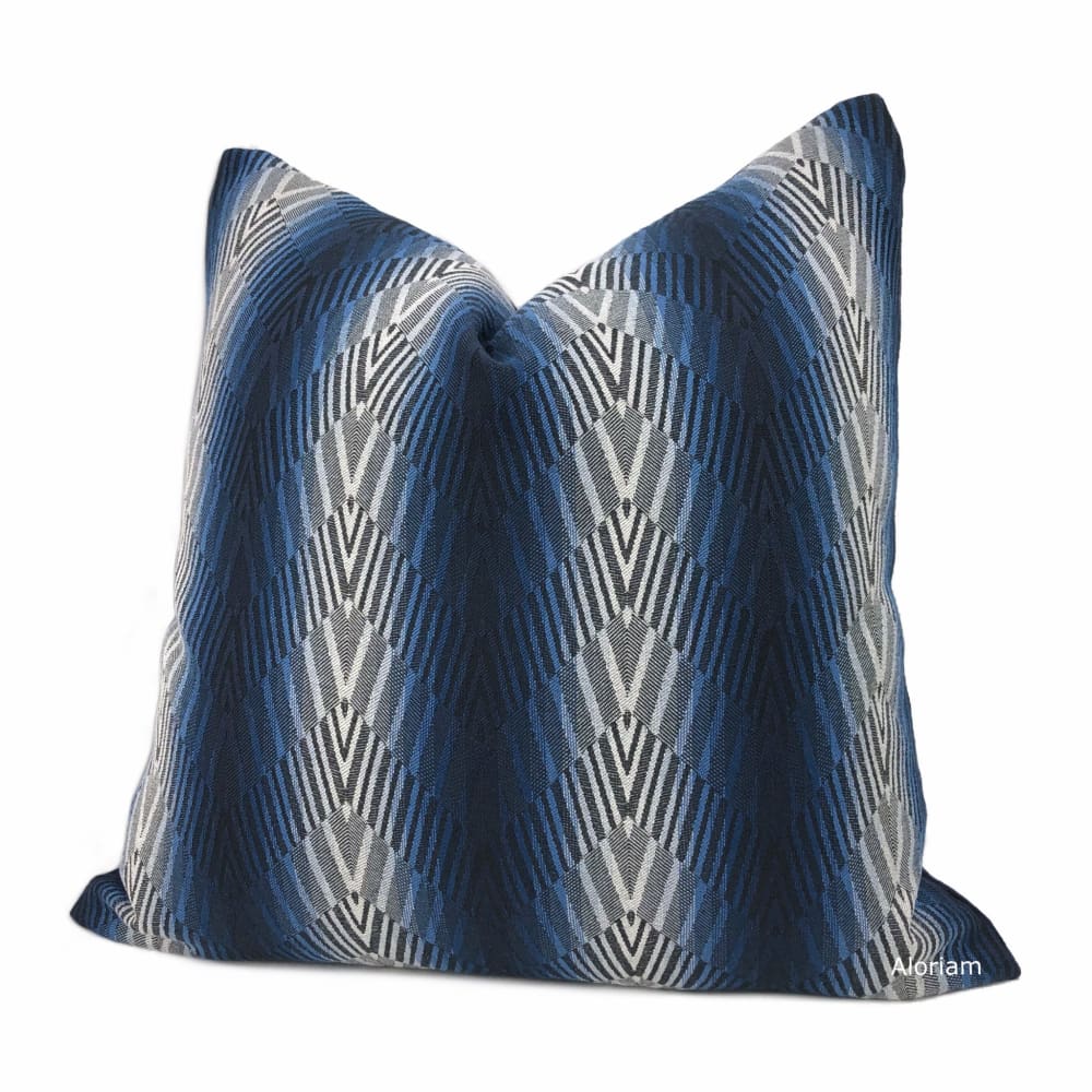 Beekman Blue Art Deco Chevron Stripe Pillow Cover - Aloriam