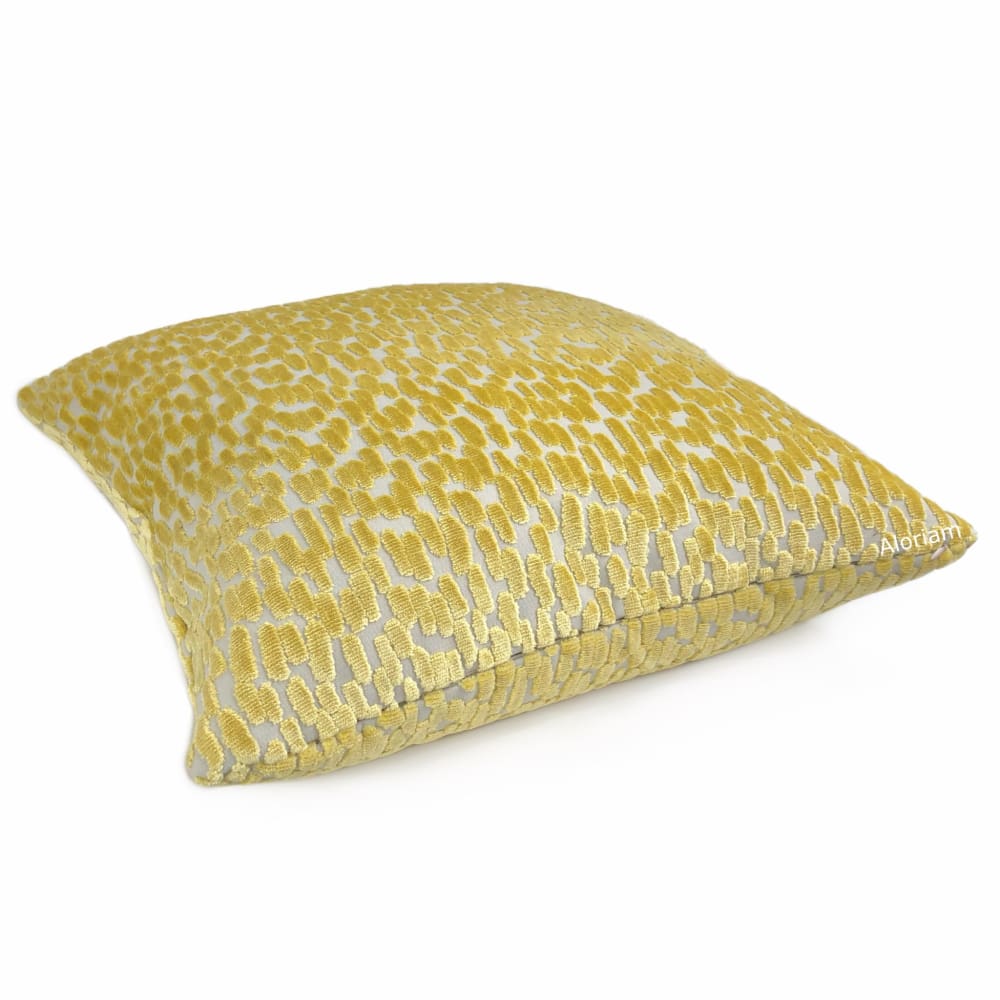 Bellini Canary Yellow Large Cut Velvet Dots Pillow Cover - Aloriam