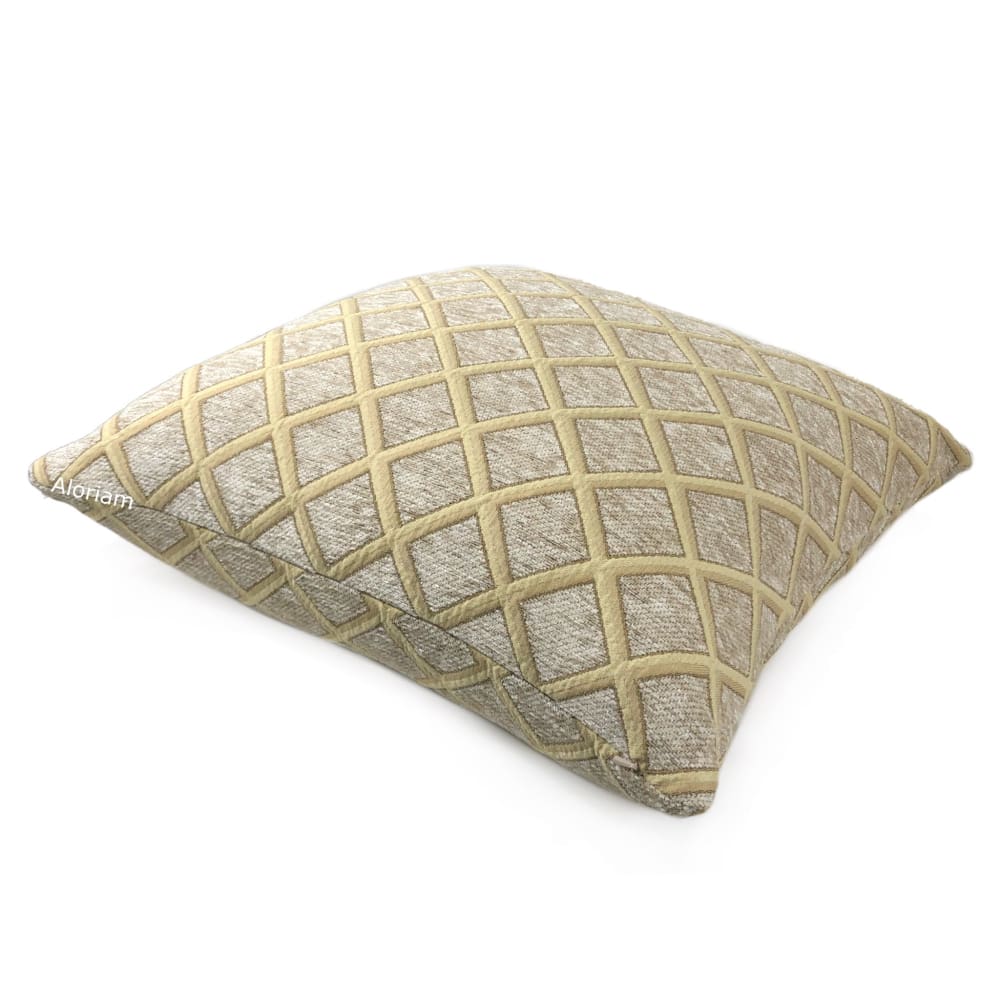 Belvedere Beige Gold Chenille Diamond Pillow Cover - Aloriam