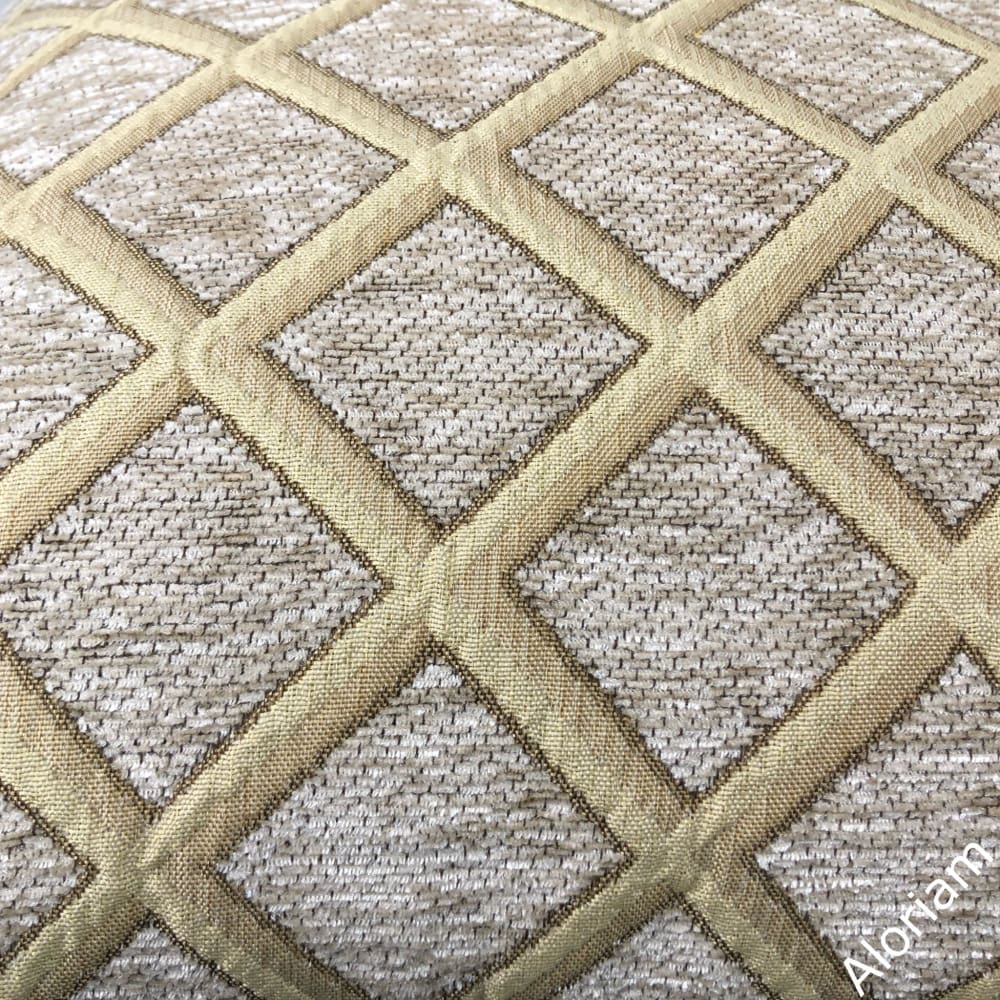 Belvedere Beige Gold Chenille Diamond Pillow Cover - Aloriam