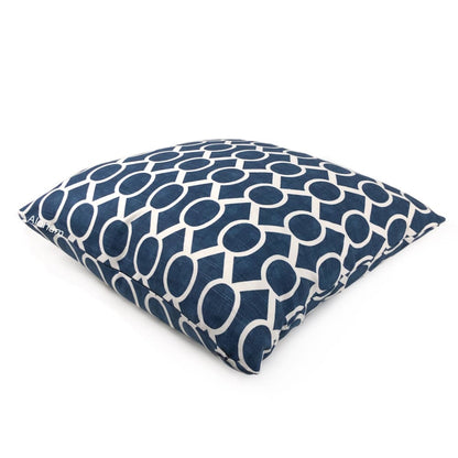 Benton Navy Blue White Circles on Diamonds Modern Throw Pillow Cushion Cover - Aloriam