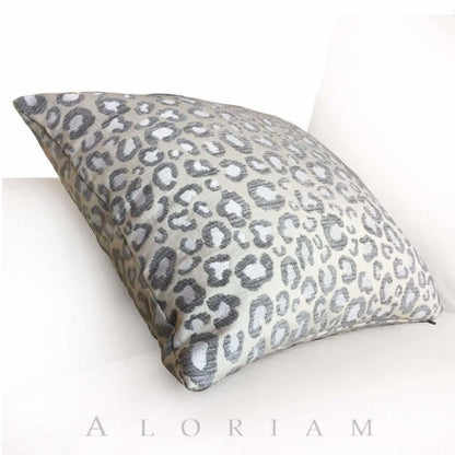 Big Jungle Cat Leopard Cheetah Animal Spots Pattern Gray Cream Pillow Cover Cushion Pillow Case Euro Sham 16x16 18x18 20x20 22x22 24x24 26x26 28x28 Lumbar Pillow 12x18 12x20 12x24 14x20 16x26 by Aloriam