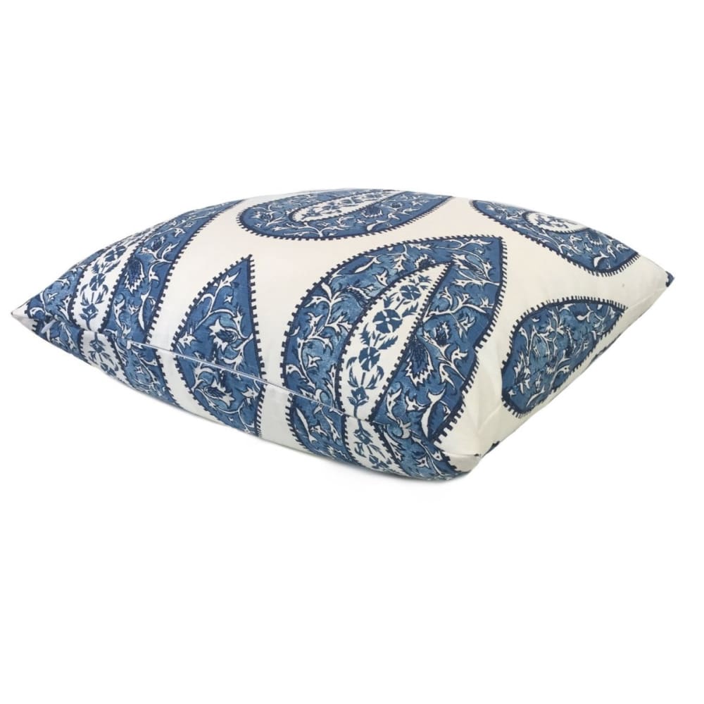 Bindi Blue Teardrop Paisley Motif Pillow Cover (Made from Lacefield Designs fabric) - Aloriam