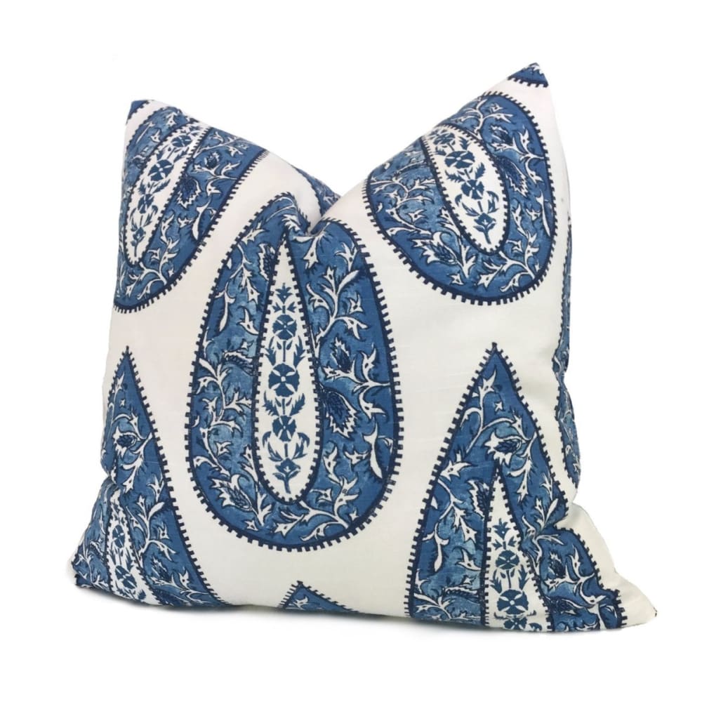 Bindi Blue Teardrop Paisley Motif Pillow Cover (Made from Lacefield Designs fabric) - Aloriam